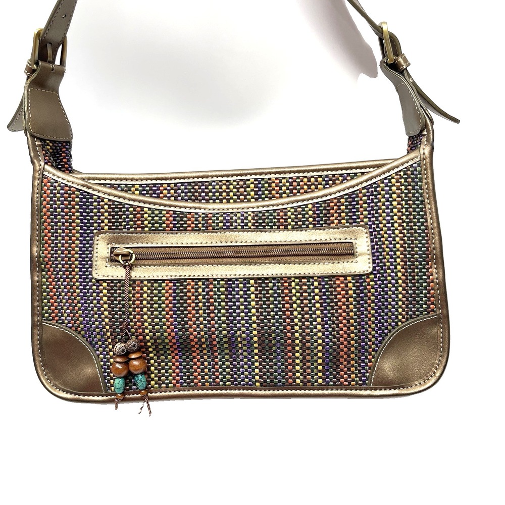Liz Claiborne Women's Rainbow Colorful Striped Gold Classic Purse Shoulder Bag
